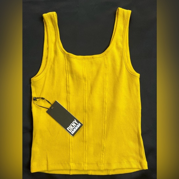 NWT DKNY JEANS v neck yellow Tank Top Blouse Size S - Picture 4 of 6